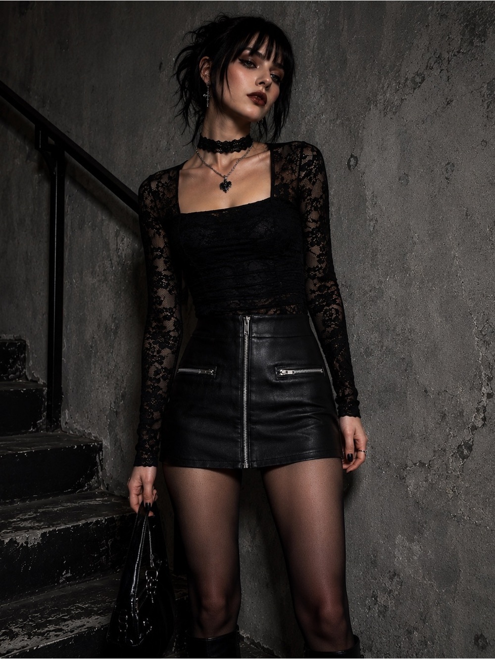 BB Dakota Black Faux Leather Zip Front Moto Mini Skirt XS/S Y2K